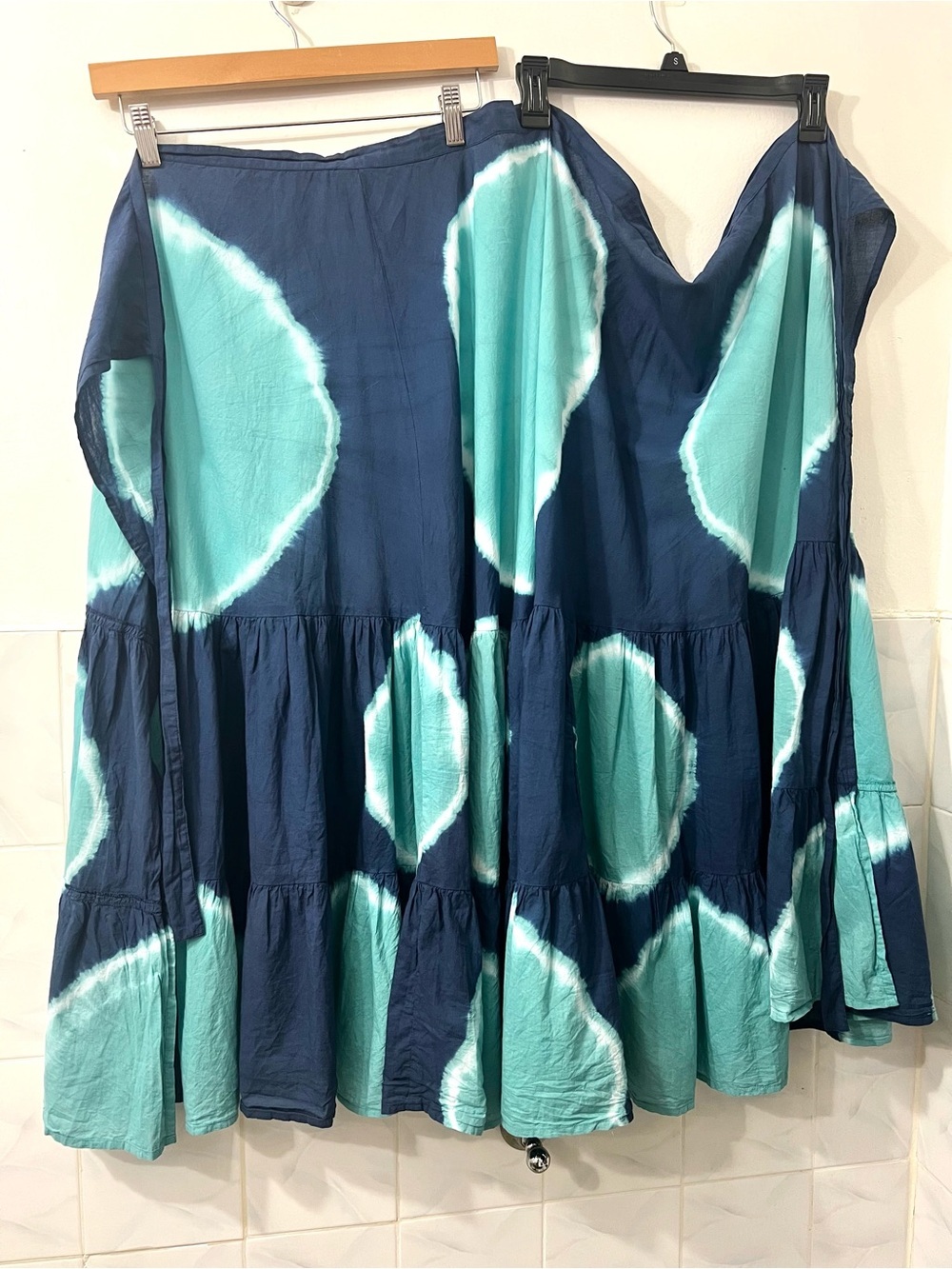 Matta NYC Tie Dye 100% Cotton Tiered Wrap Skirt S/M Boho Retro Resort Art Flowy - Picture 6 of 10